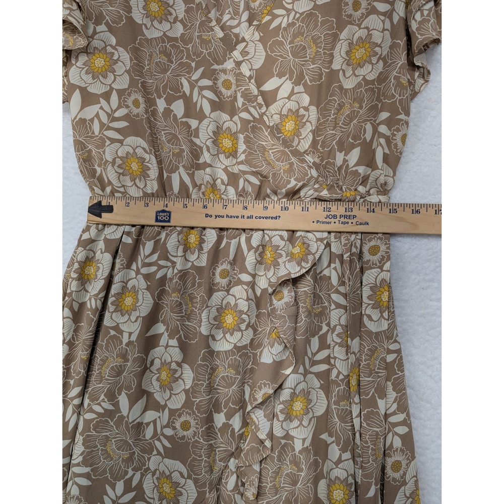 Sienna Sky Floral Print High Low Midi Dress Short Sleeve Brown Size L - Picture 9 of 10